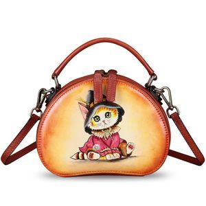 Classic Genuine Textured Crossbody Satchel For Hand Painted Textured Handmade